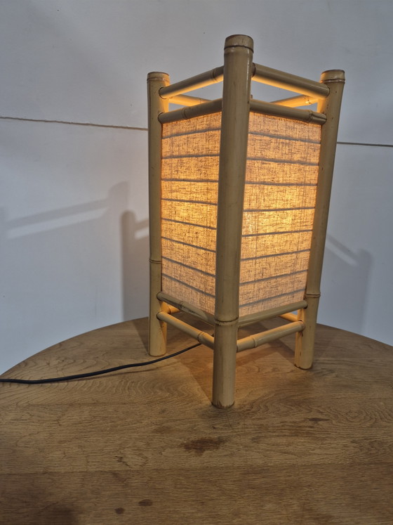 Lampe de table Tarogo vintage de style Japandi en bambou – Bamboo, Canvas (photo 4 of 6)