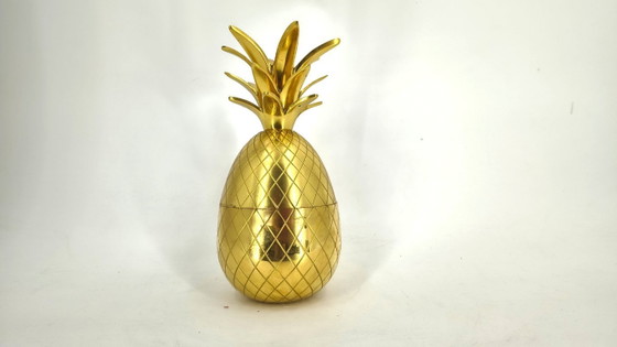 Image 1 of Seau à glace vintage en laiton en forme d'ananas, années 1970