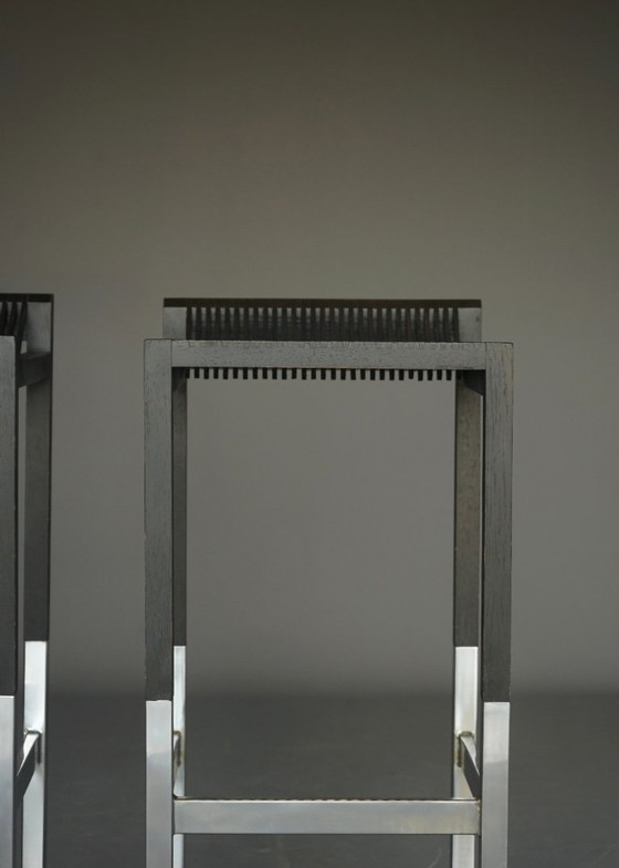 Minimalist Bar Stools by Ruud Jan Kokke, 1980s. Set of 2 – Barstools, Metal (photo 5 of 20)