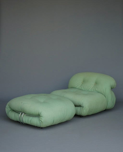 Vintage Soriana Lounge Chair & Ottoman by Afra & Tobia Scarpa for Cassina, 1970s
