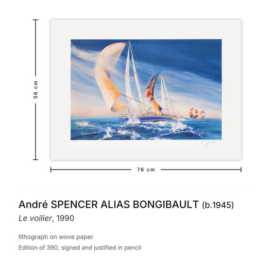 Image 1 of André SPENCER ALIAS BONGIBAULT Le voilier Signierte Lithographie 1990