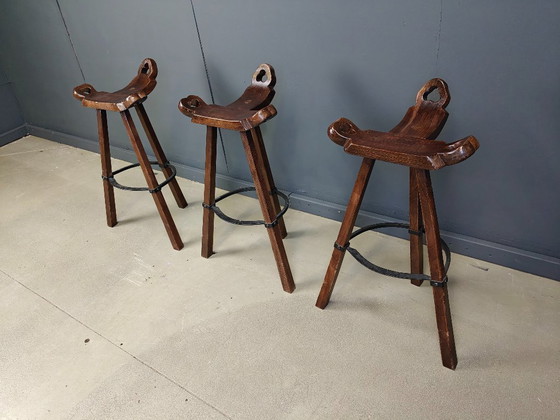Image 1 of Set of 3 brutalist bar stools, 1960s 
