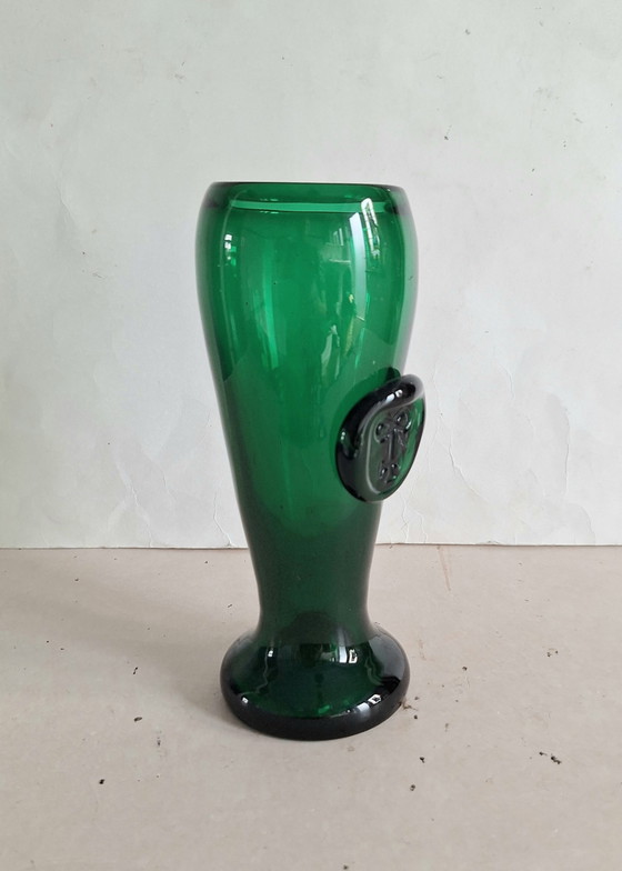 Max Verboeket Kristal Unie/Royal Leerdam Green Vase with Seal. – Glass (photo 4 of 9)