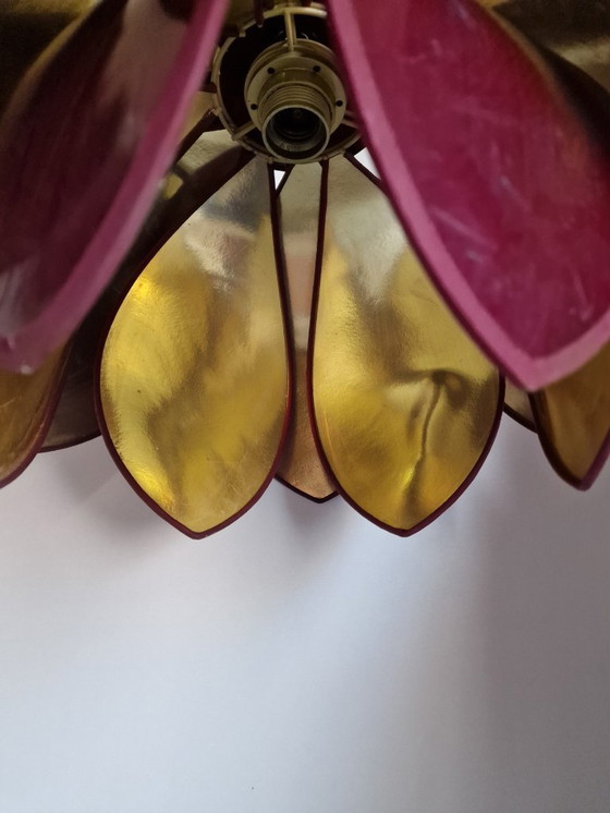 Image 1 of Burgundy lotus flower pendant light by Robert de Schuytener, 1980s