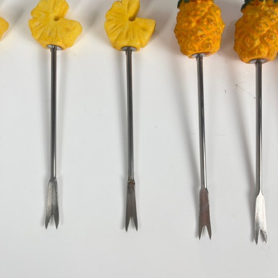 Image 1 of Vintage pineapple-shaped aperitif pick holder and pick, 20th century