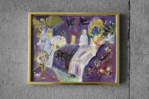 Frideborg Bryth, Patienter Privat, huile sur toile, années 1950, encadré