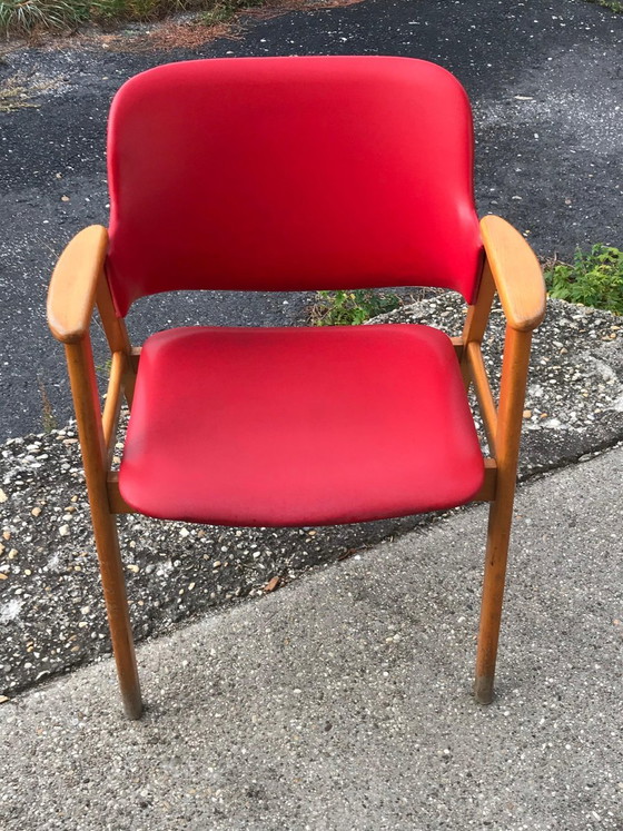 Hungarian Red Faux Leather Desk Chair, 1960s – Office chairs (photo 6 of 6)