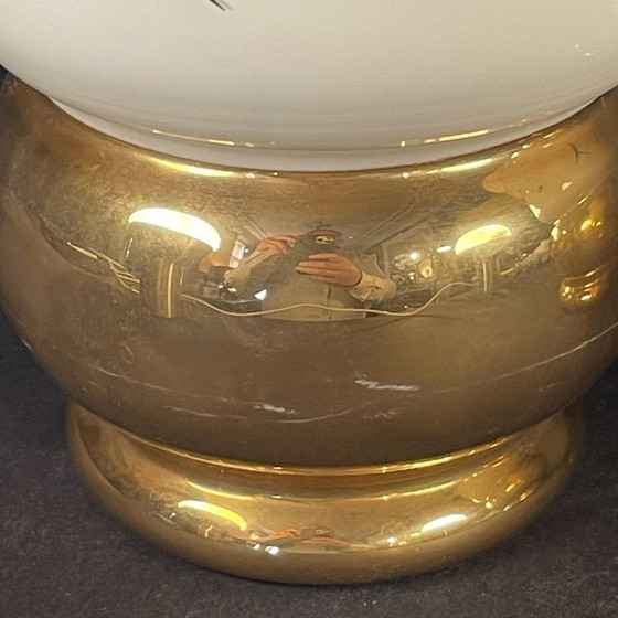 Art Deco Golden Sandblasted Glass Vases by Verreries de Laeken, 1935, Set of 2 (photo 3 of 10)