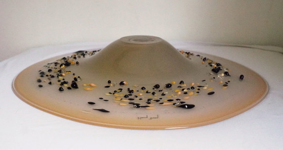Image 1 of Large Hand-Blown Art Glass Plate by Henry Dean 45cm