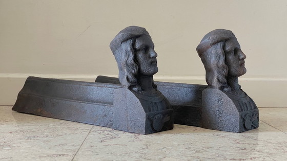 Image 1 of Paire de CHENETS Anciens Fonte d'Acier VINTAGE
