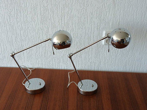 Image 1 of Eyeball Tafellampjes – Robert Sonneman Style - Vintage 