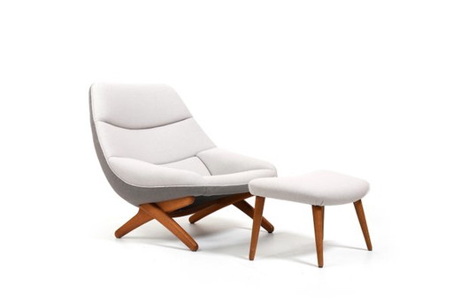 Poltrona modello ML91 con pouf di Illum Wikkelsø, anni '50, set di 2