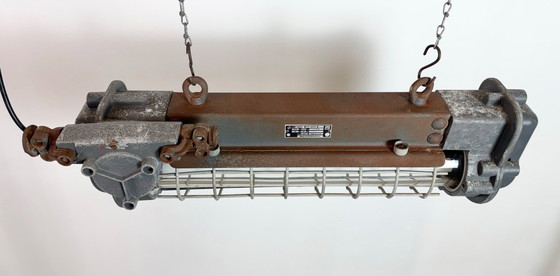 Image 1 of Grijze industriële hanglamp met buisconstructie van Elektrosvit, jaren 70.