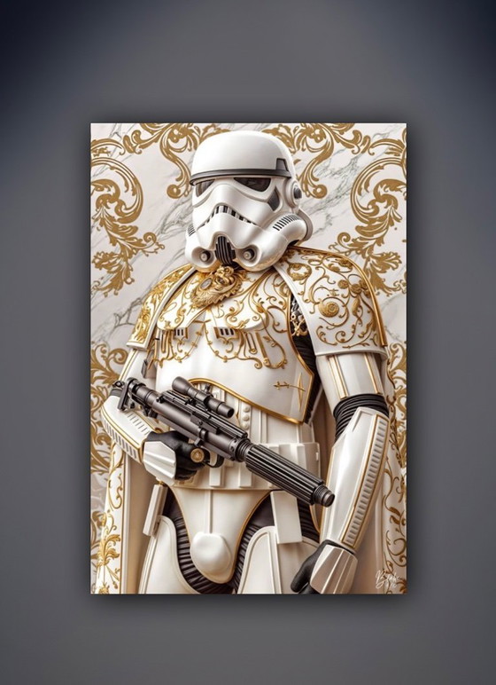 Image 1 of Blake : Stormtroopers stylés. Signé à la main et numéroté 4/10. Sur verre acrylique avec système de suspension. Édition 4/10, ra