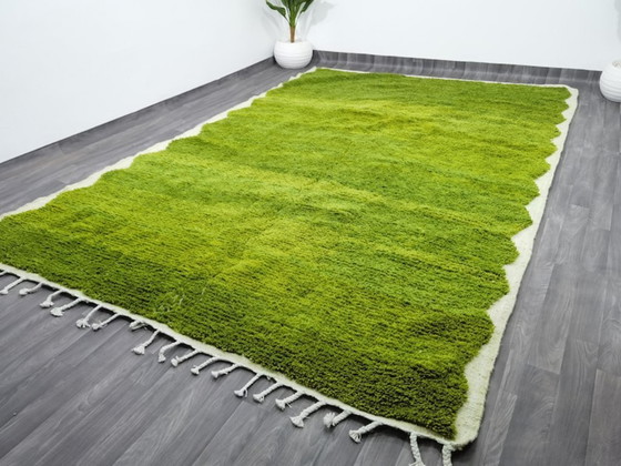 Image 1 of Teppich aus grünem Marokkanisch und Naturleinen, 300 m x 200 cm