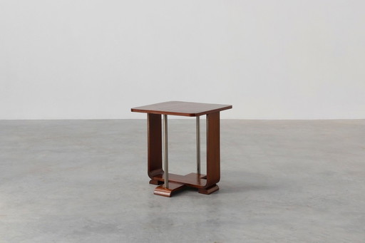 Art Deco Square Side Table in Oak Veneer, France Ca. 1925