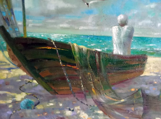 Original Oil Painting Abstract Expressionism Seascape Symbolism Coast – Paintings & Drawings, Canvas (photo 5 of 6)