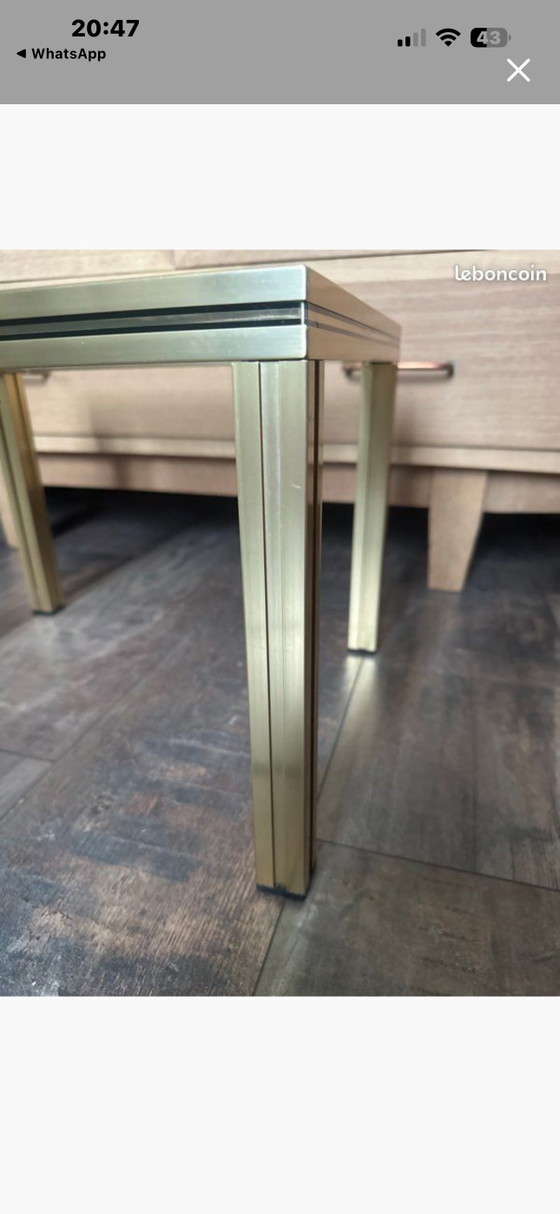 Petite table basse vintage dorée et verre – Style Art Déco – Tables d'appoint, Metal (photo 5 of 5)