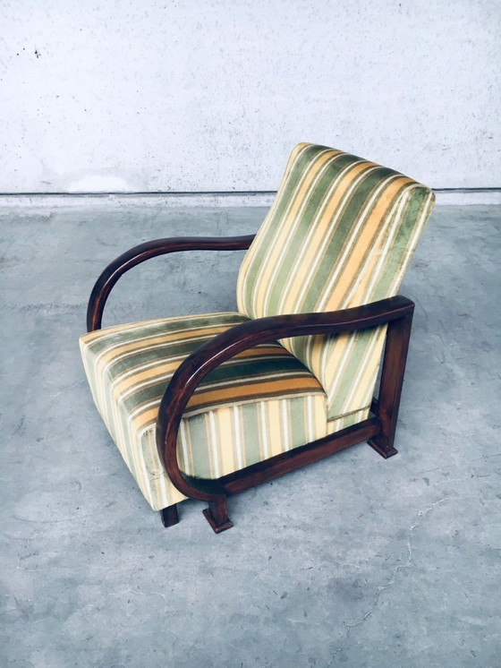 Image 1 of Art Deco Reclining Bentwood Armchair Lounge Chair Set 1930's