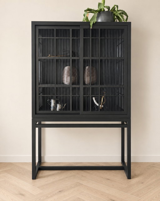 Ethnicraft Burung Vitrinekast Zwart Eiken | Designkast | 104 × 45 × 172 Cm