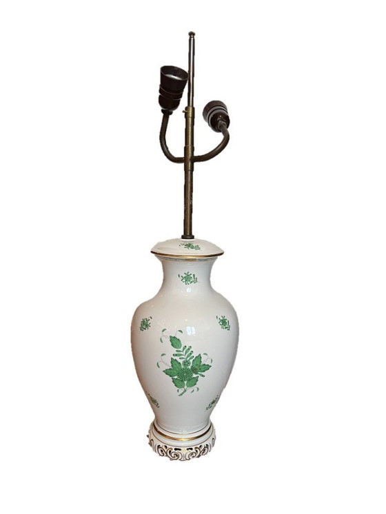 Image 1 of Herend Großer Lampenfuß Chinesisches Bouquet / Apponyi Grün