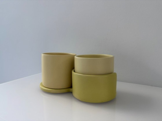 Double design Plant pot Céline de Lys, ceramic retro, Yellow, Modern (photo 10 of 13)