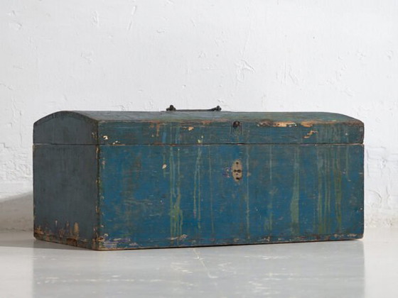 Piccola cassapanca antica con patina blu navy (c.1920) #68 – Armadi contenitori, Rustic (photo 11 of 39)