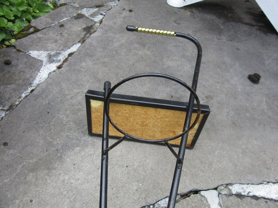 Image 1 of Table d'appoint au design moderniste, mosaïque en métal noir