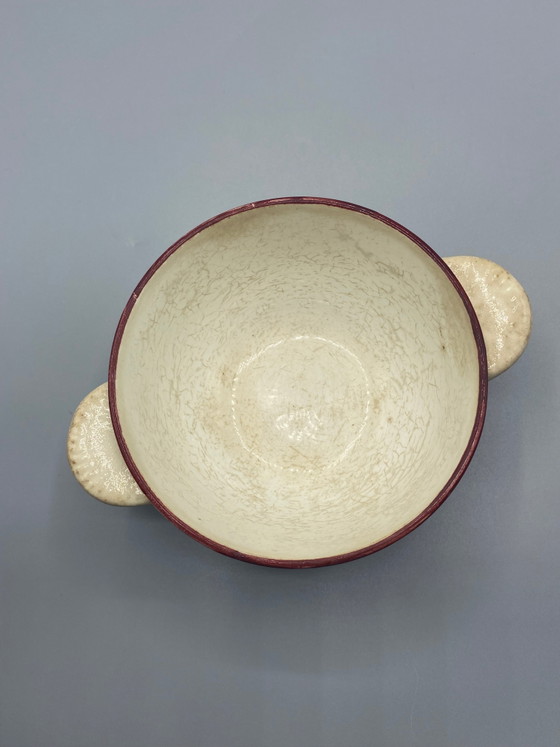 Salins faience kom met handvat – veelkleurige bloemversiering – circa – Servies (photo 4 of 5)