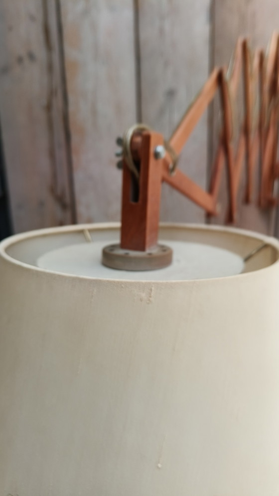 Image 1 of Vintage design Scandinavische teak jaren 50 schaarlamp