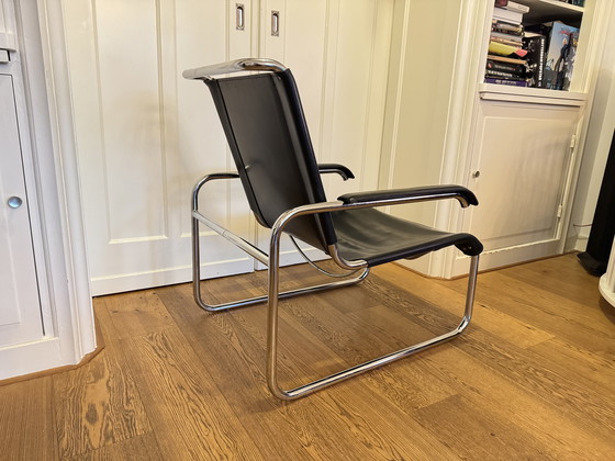 Image 1 of Thonet S35 schwarz mit Lederarmbändern