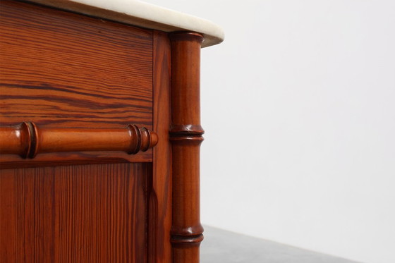 Image 1 of Late 19th Century Faux Bamboo and Marble Bedside Table, France