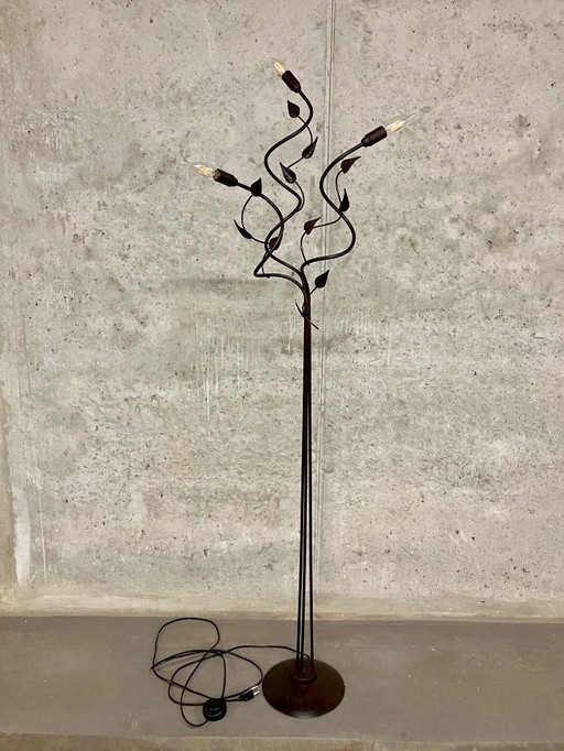 lampadaire en fer brun rouille / lampadaire - 175cm de haut