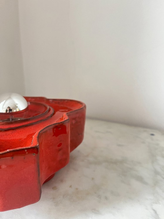 Image 1 of Applique murale vintage Hustadt Leuchten Fat Lava en céramique rouge, Allemagne, 1970