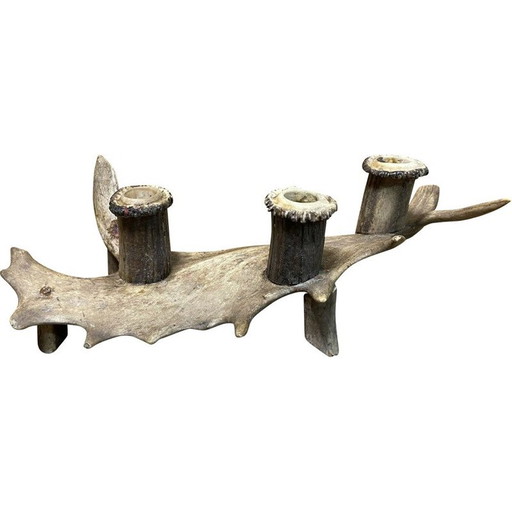 Bougeoir vintage en bois de cerf
