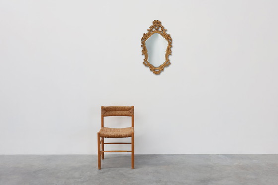 Image 1 of French Rococo or Baroque style facet-cut crest mirror in gilded carved wood