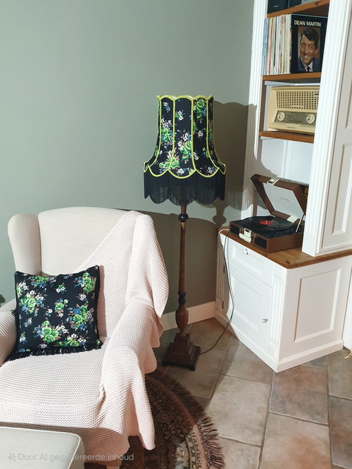 Bellissimo paralume e federa fatti a mano in tessuto vintage