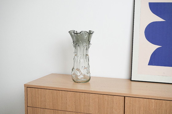 Image 1 of Grijze vaas, Murano glas, jaren 60, gemaakt in Italië