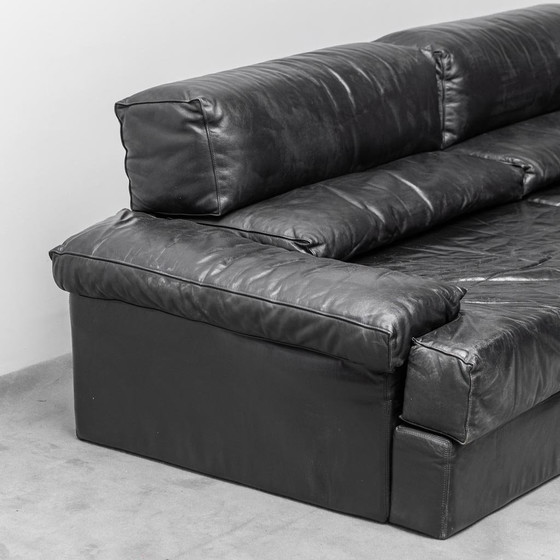 Image 1 of Zwart lederen tweezits modulaire sofa van Cinova, jaren 1970