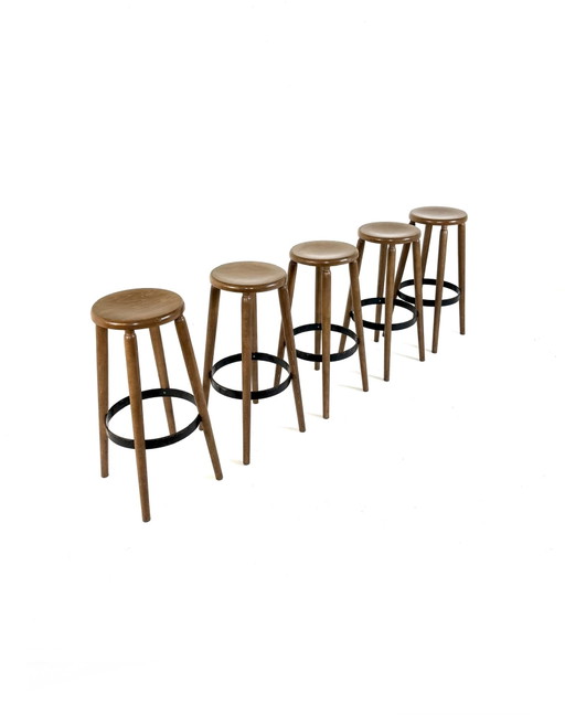 Set van 5 Brutalistische barkrukken ‘80