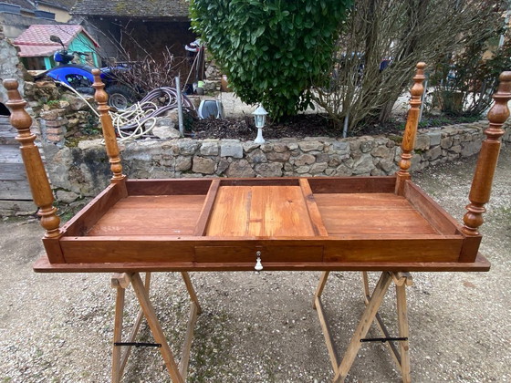 Image 1 of Sam solid oak farmhouse dining table with 1 drawer, circa 1950, 180x74cm