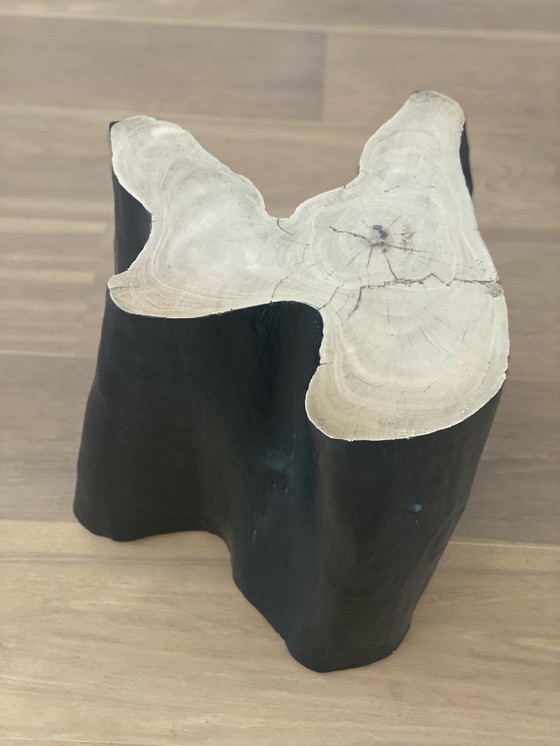 Image 1 of Side table made of a tree trunk with caps
