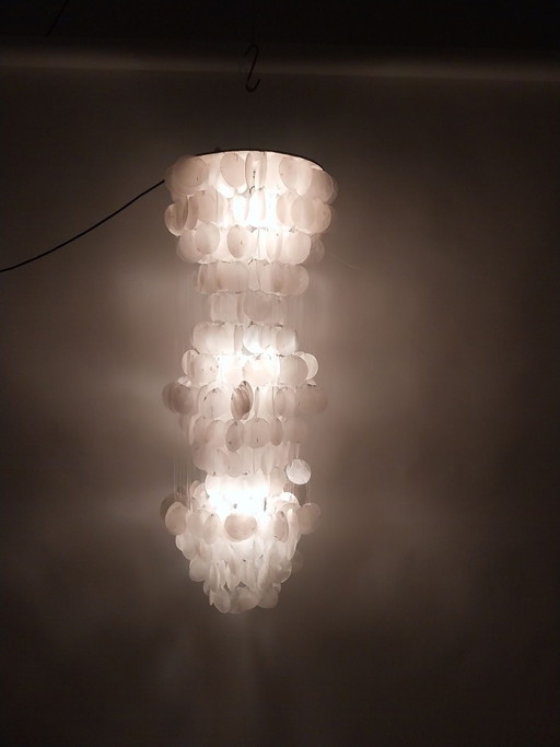 1 x Capiz Pendelleuchte 1970er 105cm hoch 35cm Durchmesser