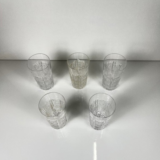 Image 1 of Set di 5 bicchieri highball in cristallo tagliato di Boemia, Repubblica Ceca