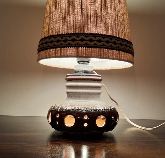 Image 1 of Herda Fat lava keramische tafellamp met originele kap 