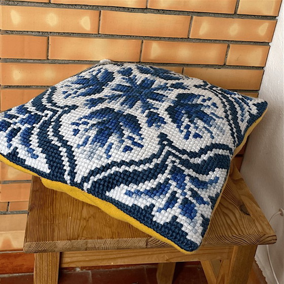 Housse de Coussin Tissée Arraiolos Portugaise Vintage Années 70 – Textile (photo 6 of 11)