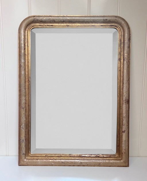 Espejo facetado de madera estilo Regencia con patrón de mármol