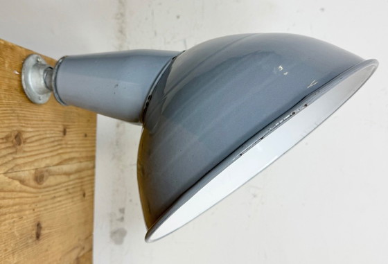 Image 1 of Industrial British Grey Enamel Factory Wall Lamp, 1960s