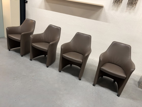 4 Leolux Lirio Esszimmerstühle braunes Leder (Foto 7 von 25)