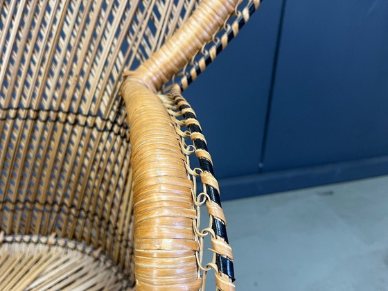 Image 1 of Fauteuil paon vintage en osier, années 1970